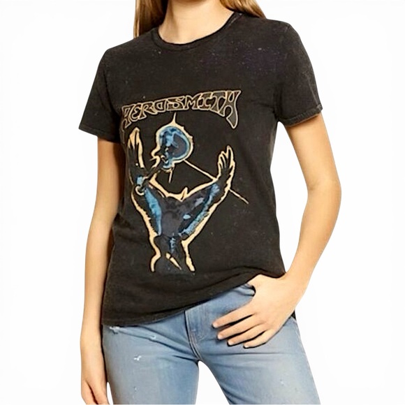 Treasure & Bond Tops - Treasure & Bond Aerosmith Vintage Wash Band Tee Shirt